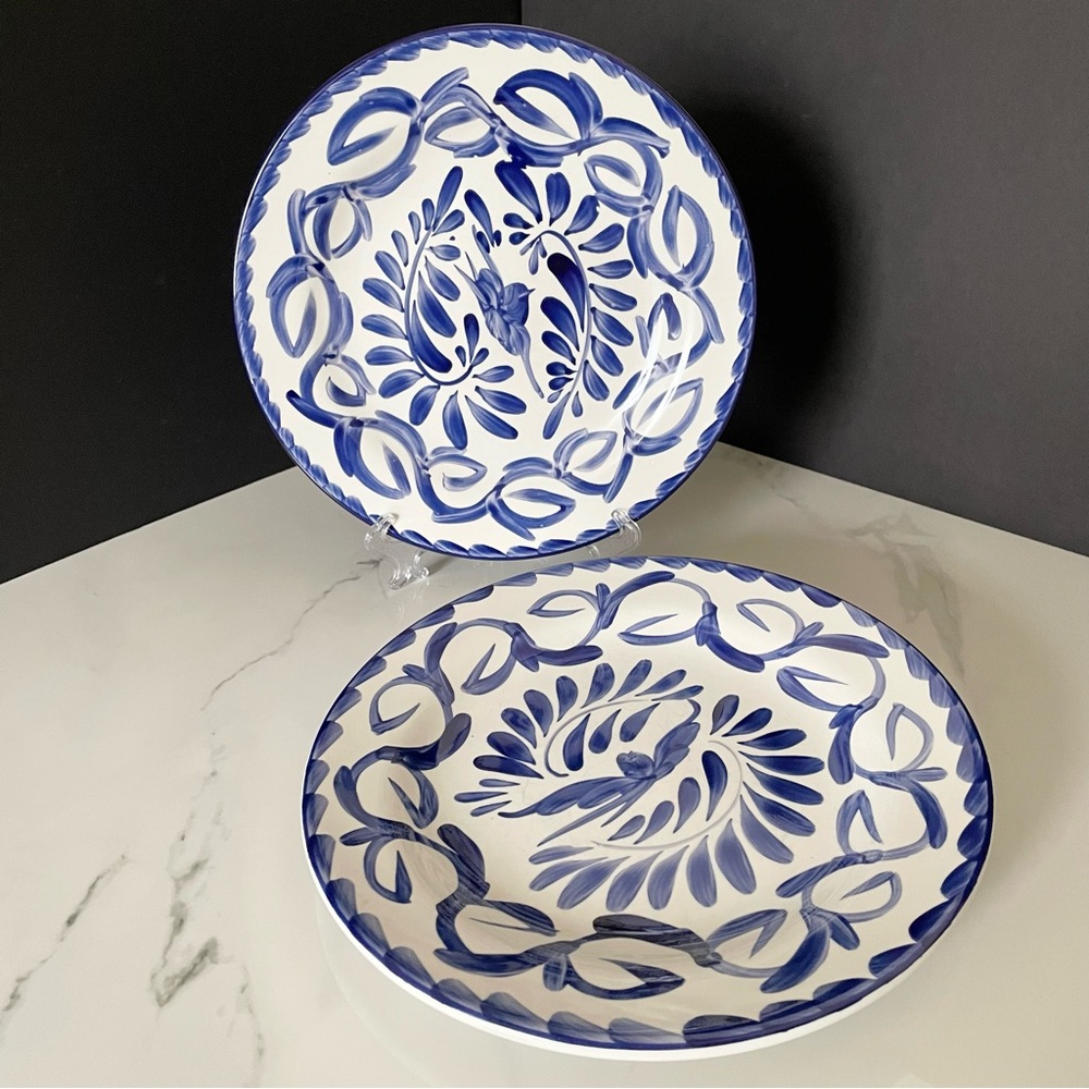 SET of 2 Blue & White Dinner Plates - Anfora Puebla - Pottery Barn